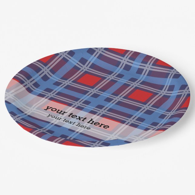 Patriotic plaid paper plate (Angled)
