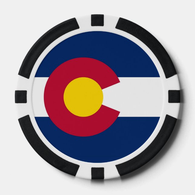 Patriotic poker chips with Flag of Colorado (Front)