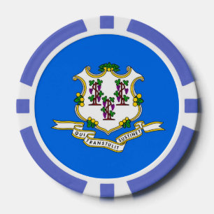 Patriotic poker chips with Flag of Connecticut