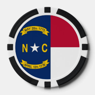 Patriotic poker chips with Flag of North Carolina