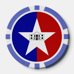 Patriotic poker chips with Flag of San Antonio