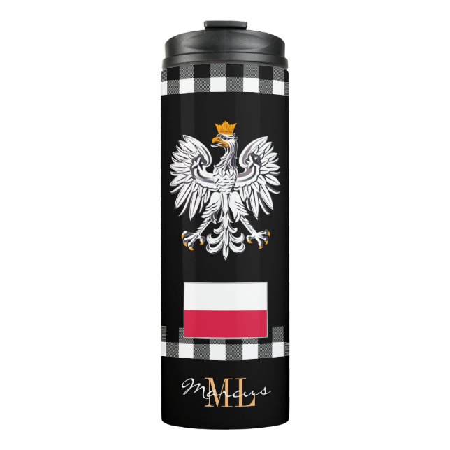 Patriotic Poland travel Mug, Polish Flag Thermal Tumbler (Front)
