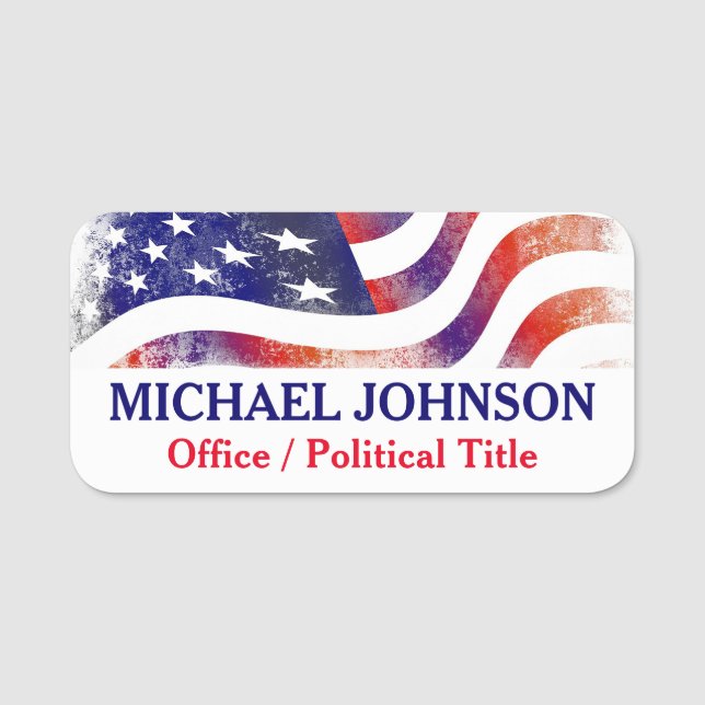 Patriotic Political Campaign USA Flag  Name Tag (Front)