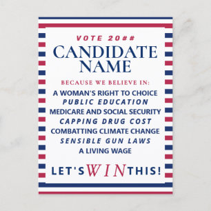 Patriotic Political Vote Blue Democrat Campaign  Invitation Postcard