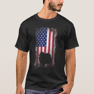 Patriotic Pomeranian American Flag Cool Dog T-Shirt