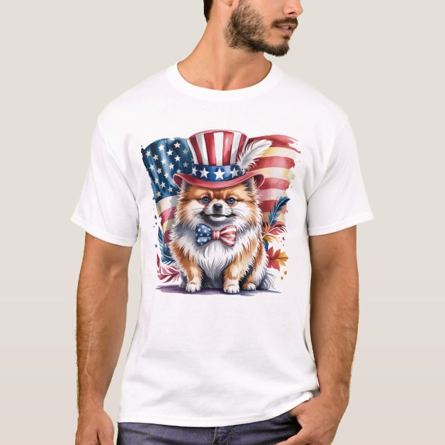 Patriotic Pomeranian  T-Shirt (Front)
