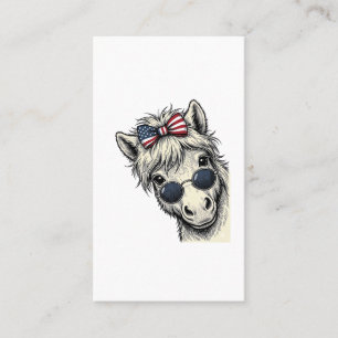 Patriotic Pony With Sunglasses Vintage Vector Desi Business Card