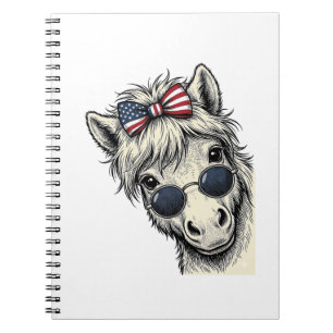 Patriotic Pony With Sunglasses Vintage Vector Desi Notebook