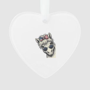 Patriotic Pony With Sunglasses Vintage Vector Desi Ornament