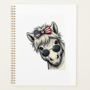 Patriotic Pony With Sunglasses Vintage Vector Desi Planner