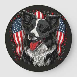 Patriotic Pooch Large Clock