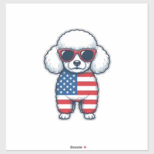 Patriotic Poodle in Sunglasses Vector Design_1