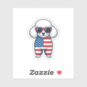 Patriotic Poodle in Sunglasses Vector Design_1