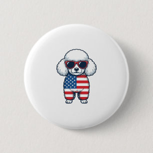 Patriotic Poodle in Sunglasses Vector Design_1 6 Cm Round Badge
