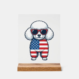 Patriotic Poodle in Sunglasses Vector Design_1 Acrylic Sign