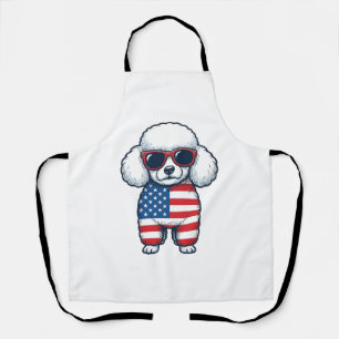 Patriotic Poodle in Sunglasses Vector Design_1 Apron