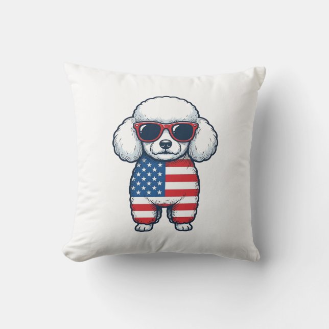 Patriotic Poodle in Sunglasses Vector Design_1 Cushion (Front)