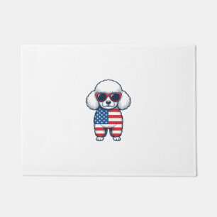 Patriotic Poodle in Sunglasses Vector Design_1 Doormat