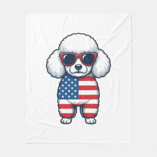 Patriotic Poodle in Sunglasses Vector Design_1 Fleece Blanket