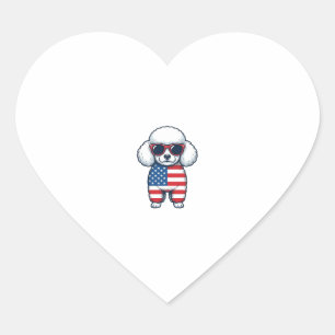 Patriotic Poodle in Sunglasses Vector Design_1 Heart Sticker