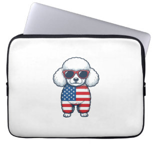 Patriotic Poodle in Sunglasses Vector Design_1 Laptop Sleeve