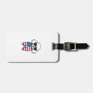 Patriotic Poodle in Sunglasses Vector Design_1 Luggage Tag