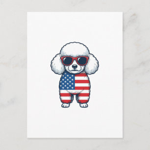 Patriotic Poodle in Sunglasses Vector Design_1 Postcard