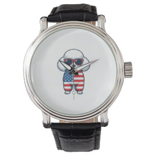 Patriotic Poodle in Sunglasses Vector Design_1 Watch