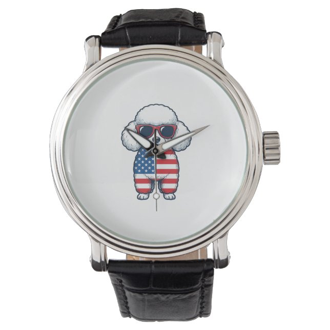Patriotic Poodle in Sunglasses Vector Design_1 Watch (Front)