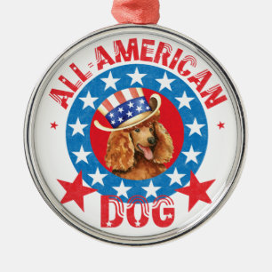 Patriotic Poodle Metal Tree Decoration