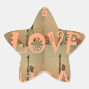 Patriotic Pop Art: "I Love USA" Graphic Art Design Star Sticker