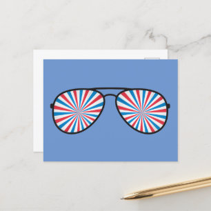 Patriotic PopArt Swirl Sunglasses Postcard