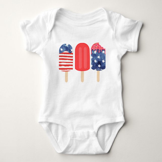 Patriotic Popsicle Baby Bodysuit (Front)
