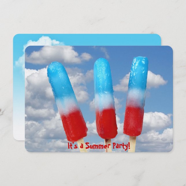 Patriotic popsicle party invitation (Front/Back)