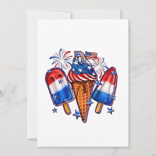 Patriotic Popsicles Ice Cream 4th of July Invitation