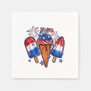 Patriotic Popsicles Ice Cream 4th of July Napkin