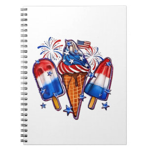 Patriotic Popsicles Ice Cream 4th of July Notebook