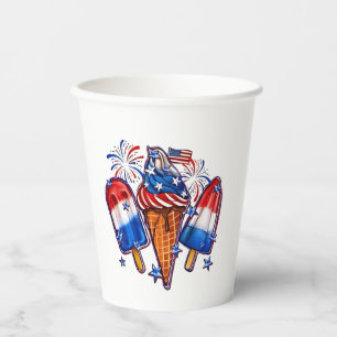 Patriotic Popsicles Ice Cream 4th of July Paper Cups