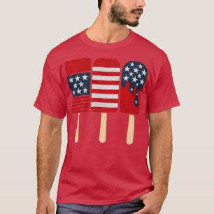 Patriotic Popsicles Summer Ice Cream Lolly Red Whi T-Shirt
