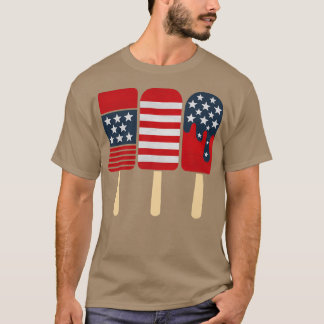 Patriotic Popsicles Summer Ice Cream Lolly Red Whi T-Shirt