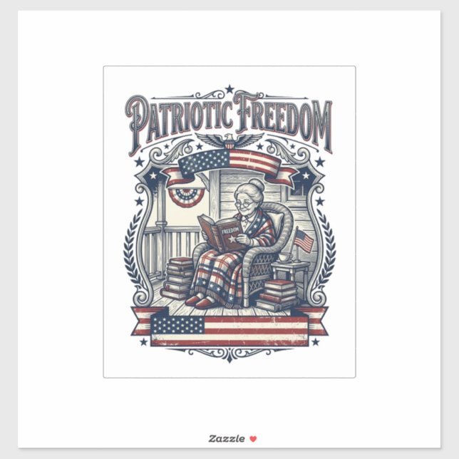 Patriotic Porch Bookworm Vector Graphic Tee (Sheet)