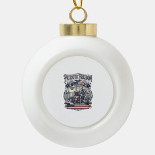Patriotic Porch Bookworm Vector Graphic Tee Ceramic Ball Christmas Ornament
