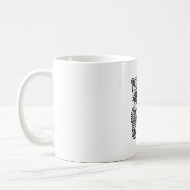 Patriotic Porch Bookworm Vector Graphic Tee Coffee Mug (Left)