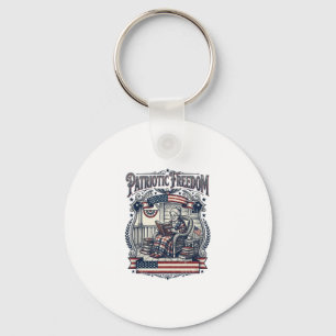 Patriotic Porch Bookworm Vector Graphic Tee Key Ring