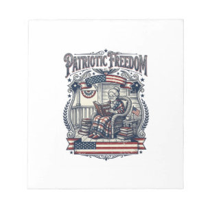 Patriotic Porch Bookworm Vector Graphic Tee Notepad