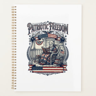 Patriotic Porch Bookworm Vector Graphic Tee Planner