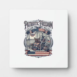 Patriotic Porch Bookworm Vector Graphic Tee Plaque