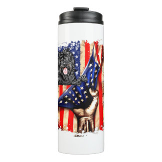 Patriotic Portuguese Water Dog American Flag Dog Thermal Tumbler