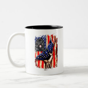 Patriotic Portuguese Water Dog American Flag Dog Two-Tone Coffee Mug