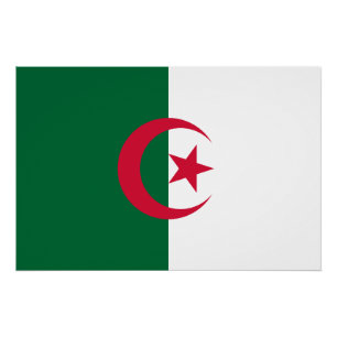 Patriotic poster with Flag of Algeria